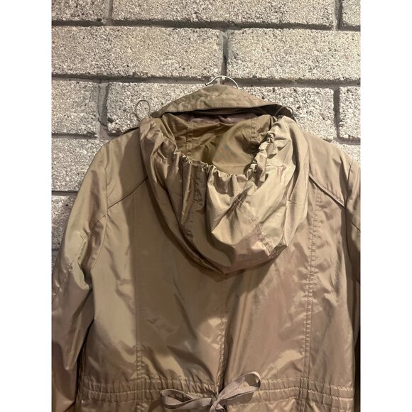Cole Haan Tan Lightweight Hooded Zip-Up RainCoat With Pockets Womens Size M irid - Picture 8 of 10